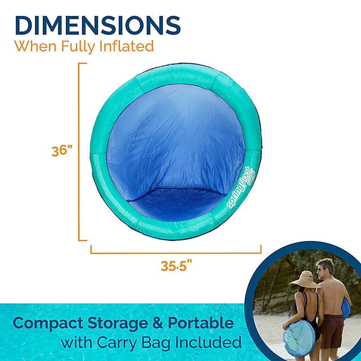Swimways - 6069164 - Assorted Fabric/Mesh Inflatable Spring Float Floating Pool Mat