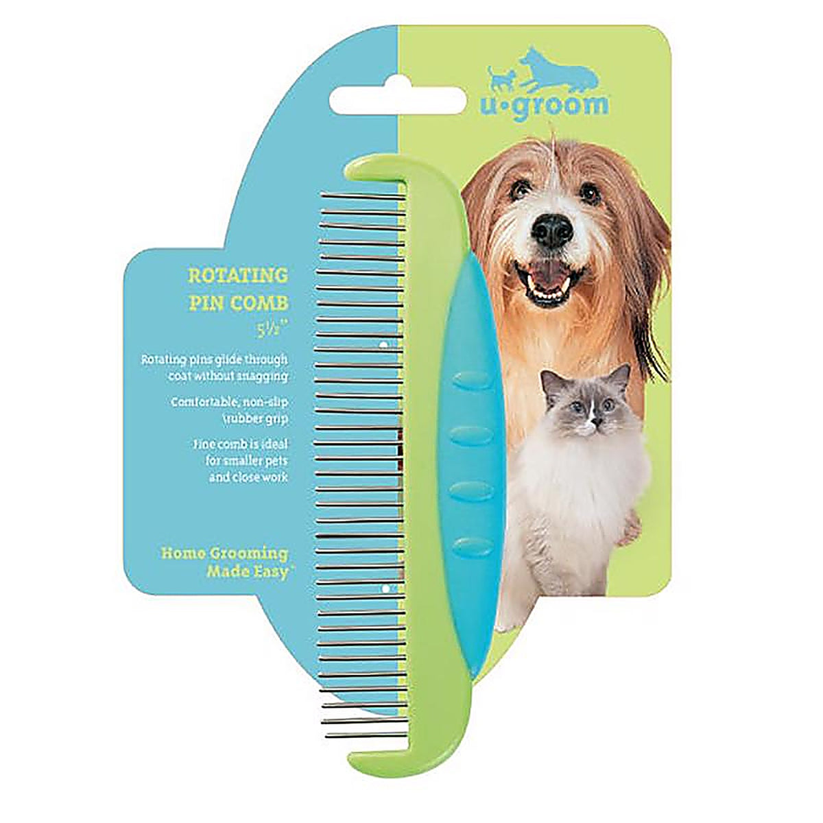 UGroom - US1348 11 - Blue/Green Dog Routing Pin Comb 1 Pack