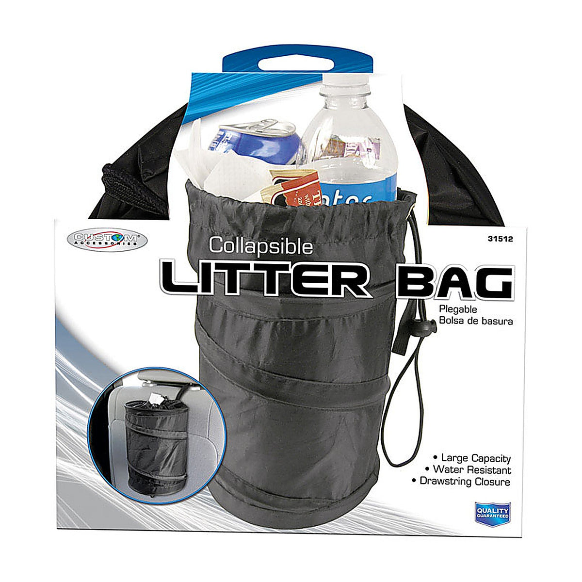 Custom Accessories 31512 Black Collapsible Trash-It Bag 1/Pack Universally fits all vehicles