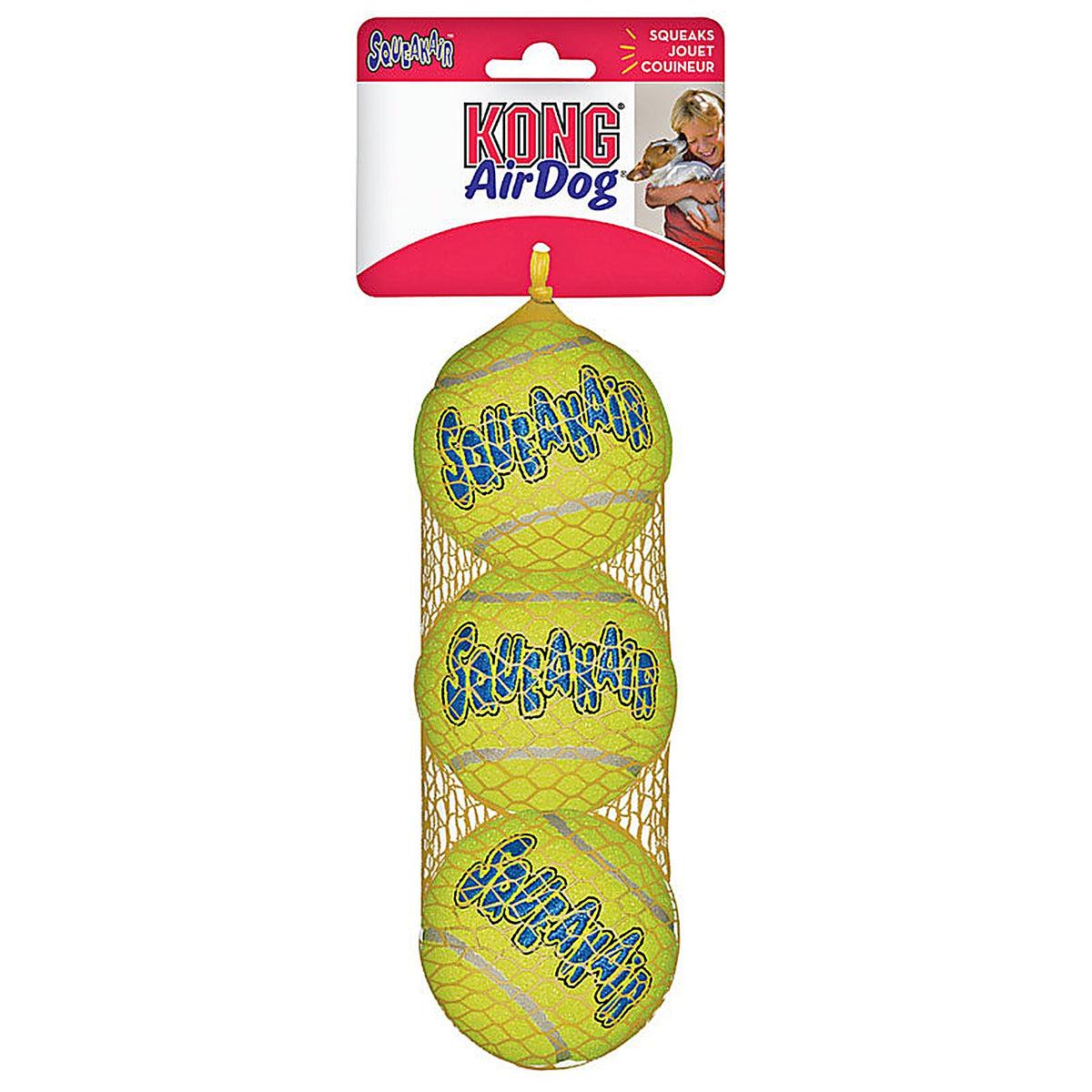 Kong - KO-AST2 - Squeaker Green Rubber Pet Tennis Balls Medium 3 Pack
