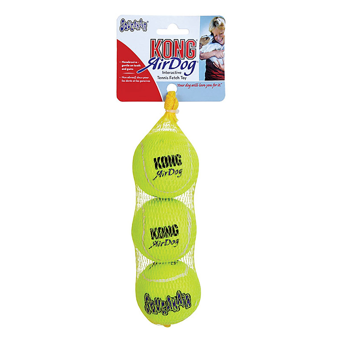 Kong - KO-AST2 - Squeaker Green Rubber Pet Tennis Balls Medium 3 Pack