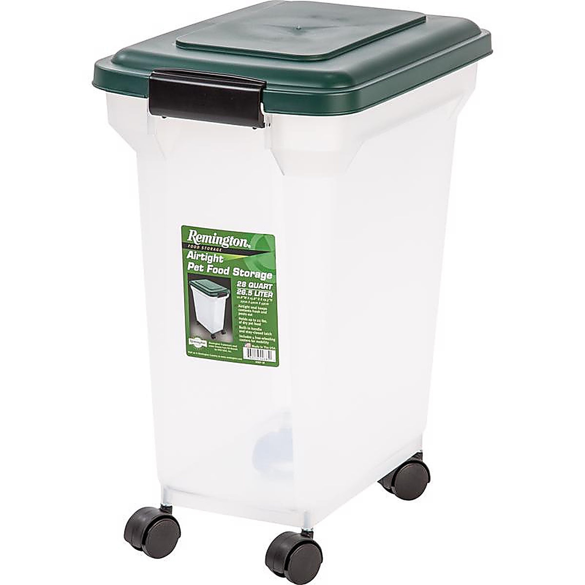 Remington 296001 White/Green Plastic 28 qt. Pet Food Container For All Animals