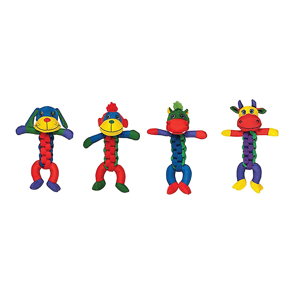 Chomper - WB11657M-9 - Assorted Nylon Cow, Hippo, Monkey, And/Or Puppy Braided Body Dog Toy Large