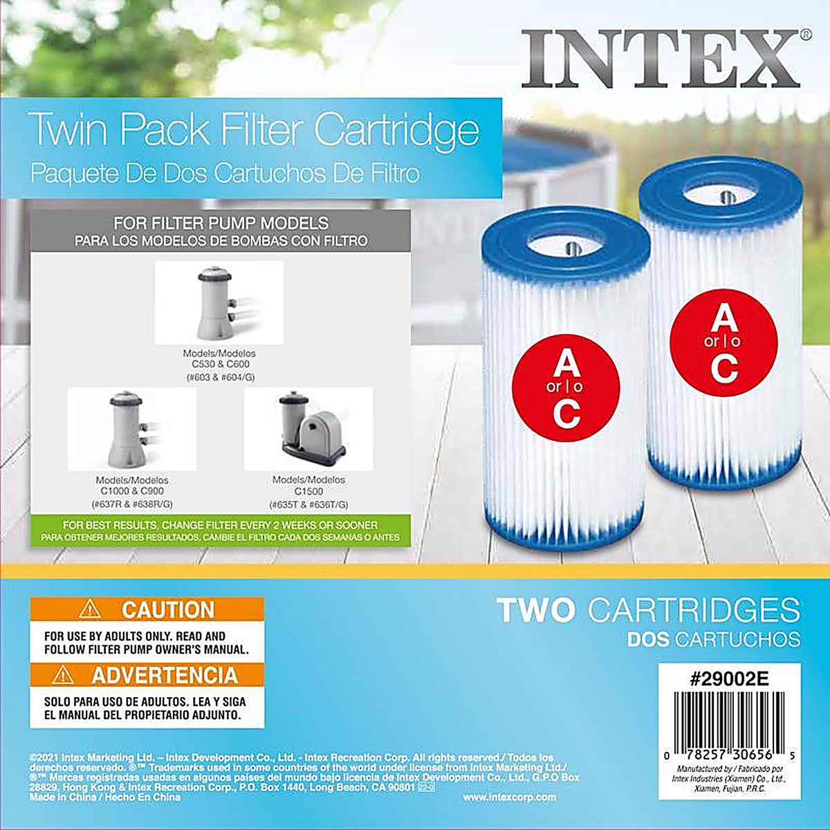 Intex 29002E Krystal Clear Pool Filter 8 in. H x 8.5 in. W x 8.5 in. L
