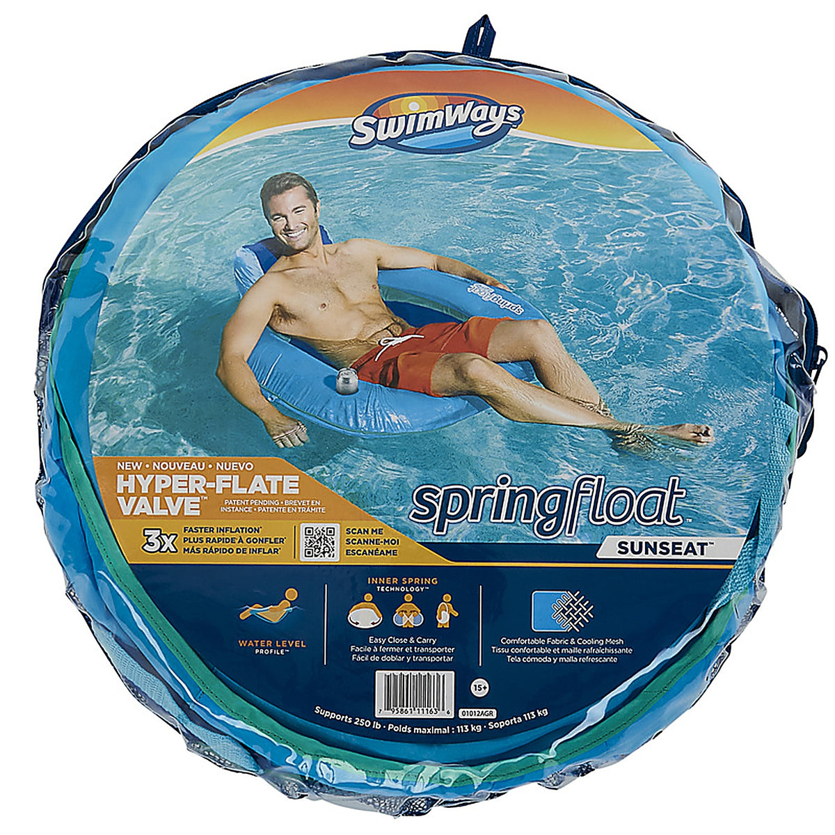 Swimways - 6069121 - Blue Fabric/Mesh Inflatable Mattress Floating Pool Mat