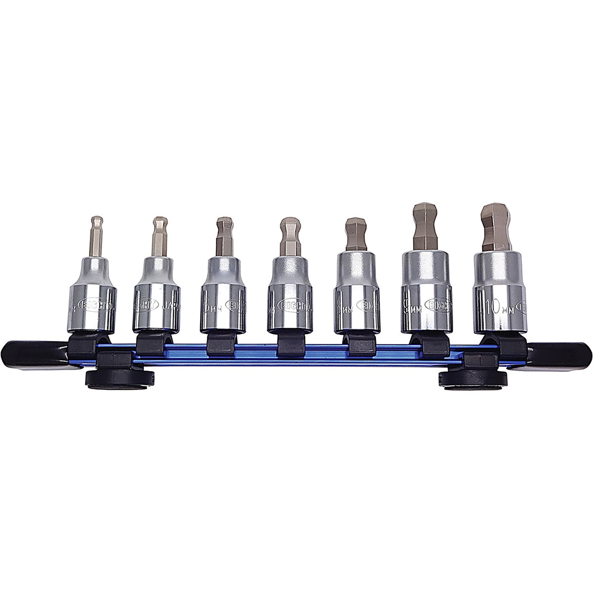Eight Tool - 83BB-S7 - Taper Head HEX Socket Bit Short Set - 7Pc 4-10 mm 3/8 Inch Dr