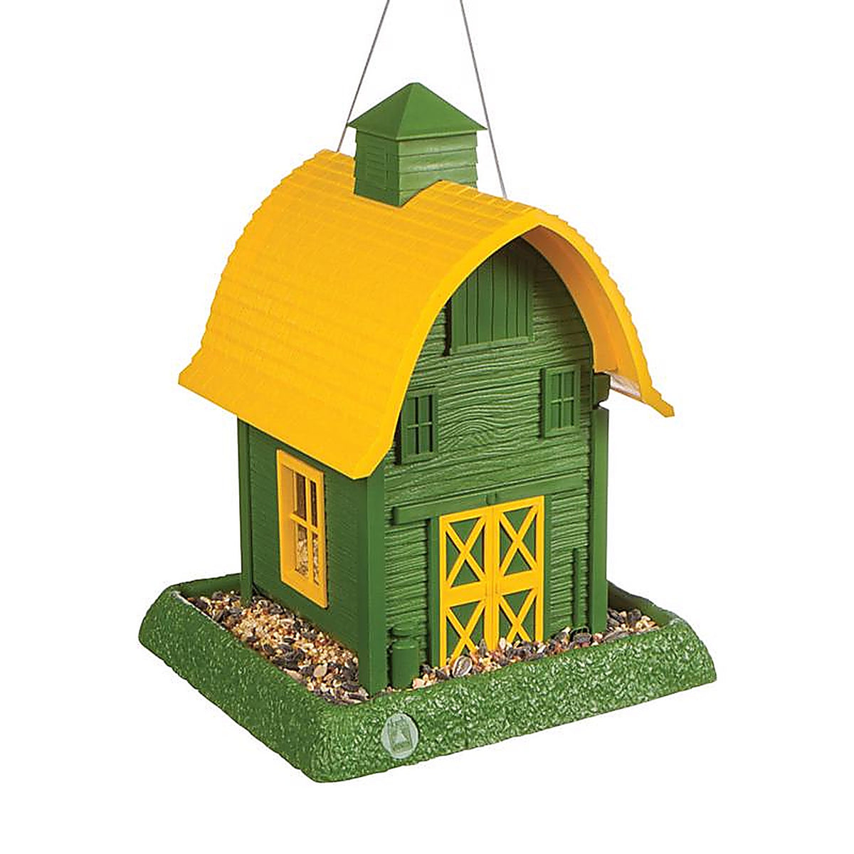 North States 9096 Green Barn Wild Bird 1 lb. Plastic Hopper Bird Feeder 4 ports