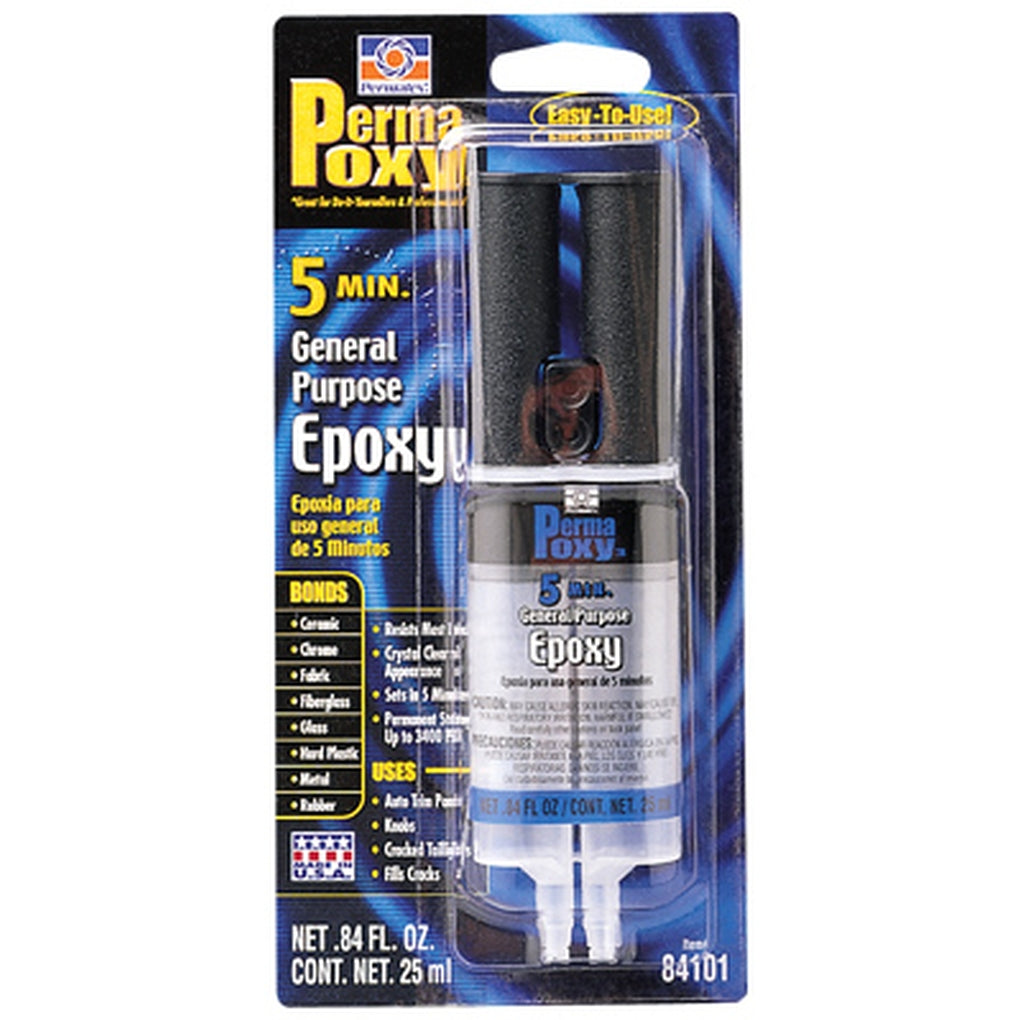 Permatex 84101 PermaPoxy 5 Minute General Purpose Epoxy, .84 fl. oz. dual syringe