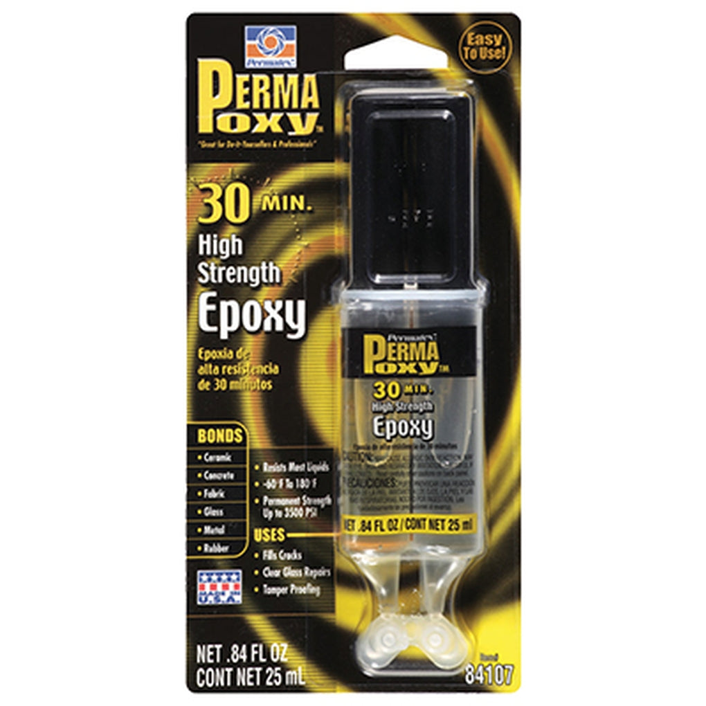 Permatex 84107 PermaPoxy 30 Minute High Strength General Purpose Epoxy, .84 fl. oz. dual syringe