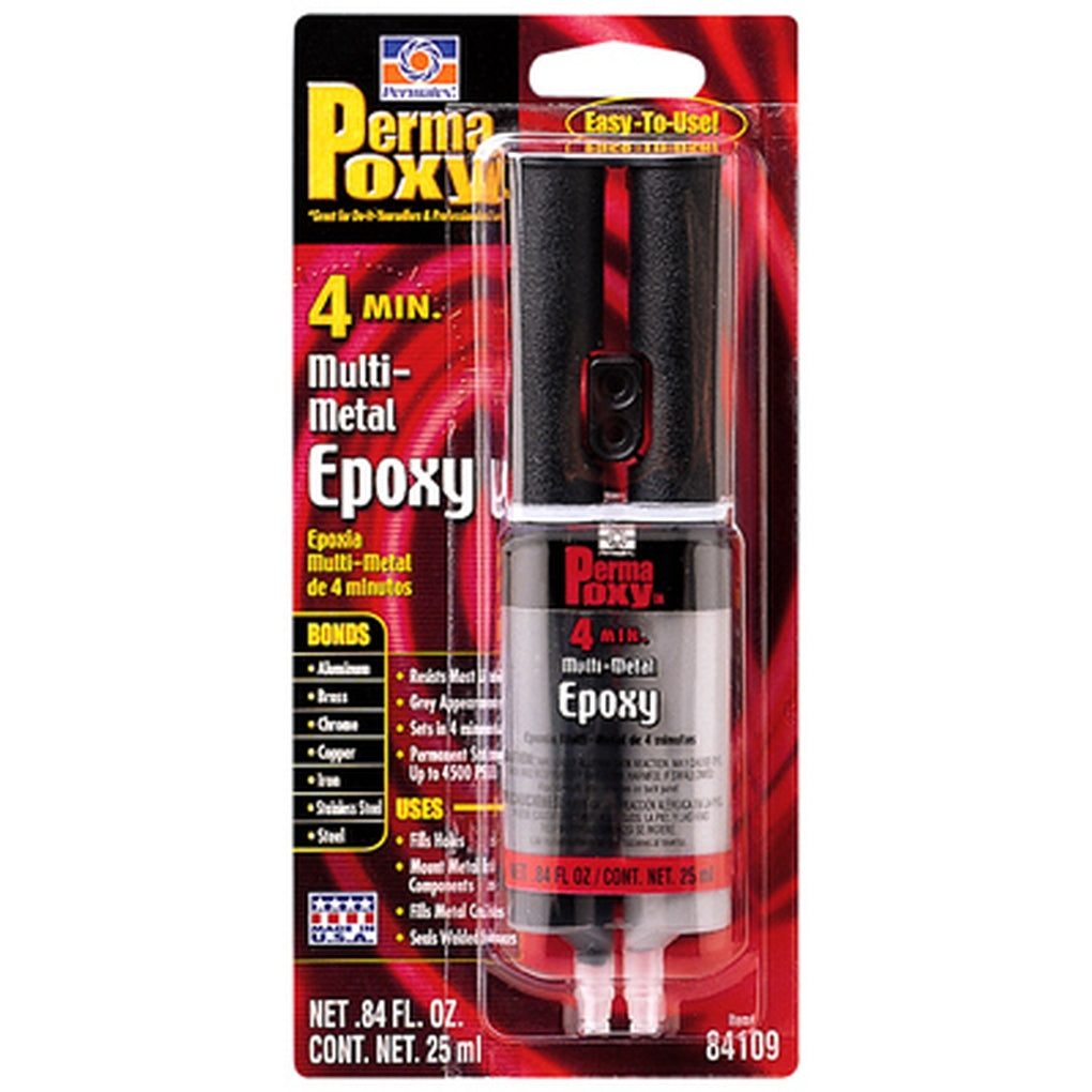 Permatex 84109 PermaPoxy 4 Minute Multi-Metal Epoxy, .84 fl. oz. dual syringe