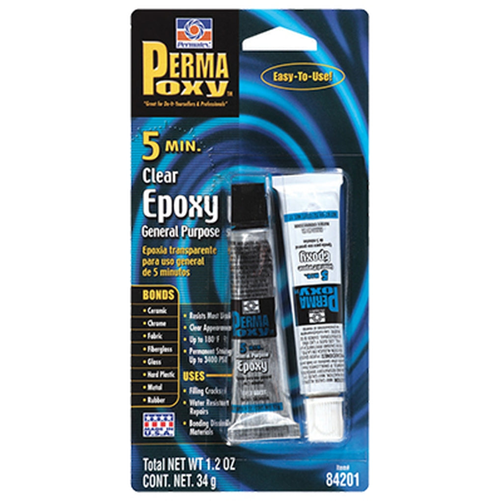 Permatex 84201 PermaPoxy 5 Minute General Purpose Epoxy, 2 1 oz. tubes