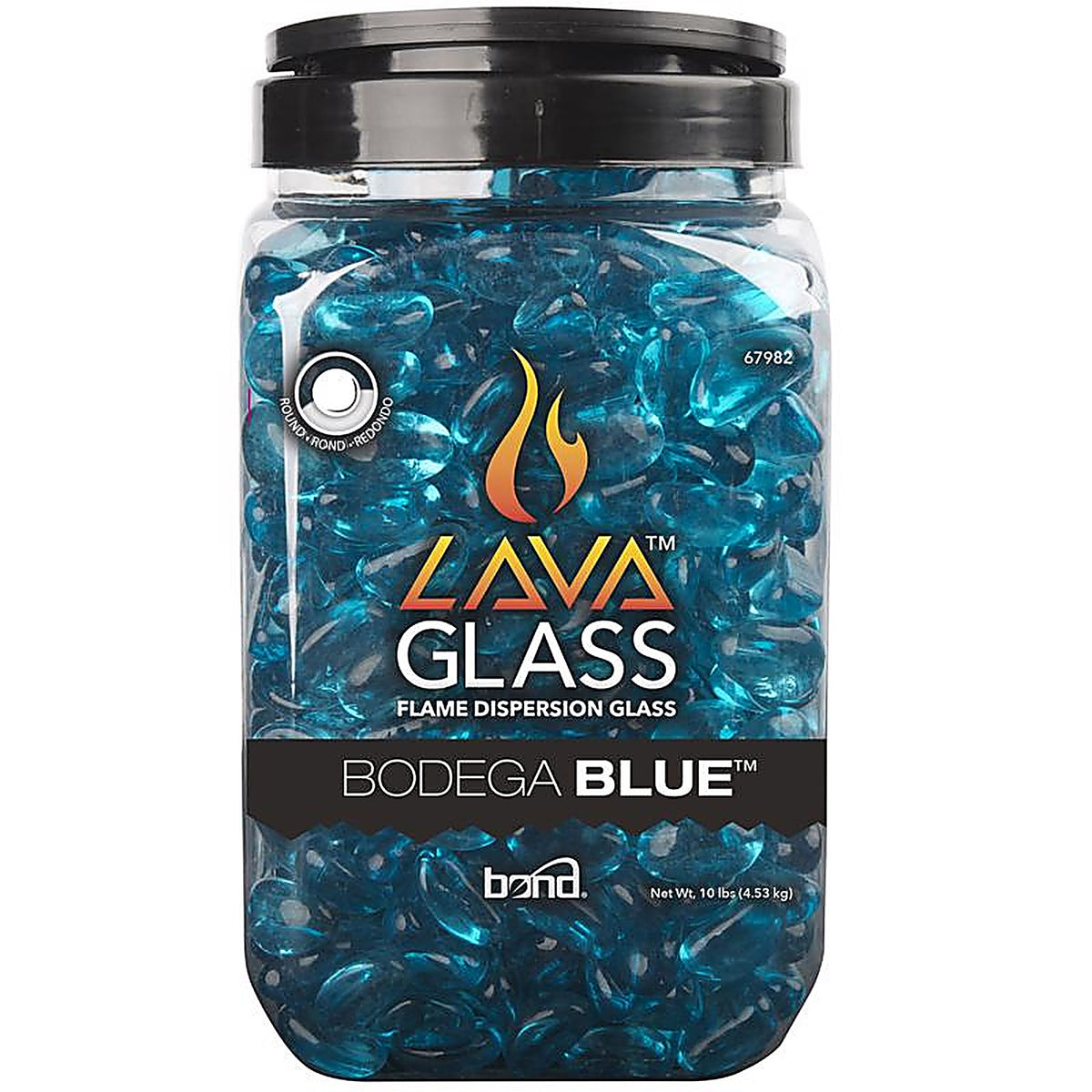 Bond 67994 Bodega Blue Gloss Glass Fire Pit Lava Glass