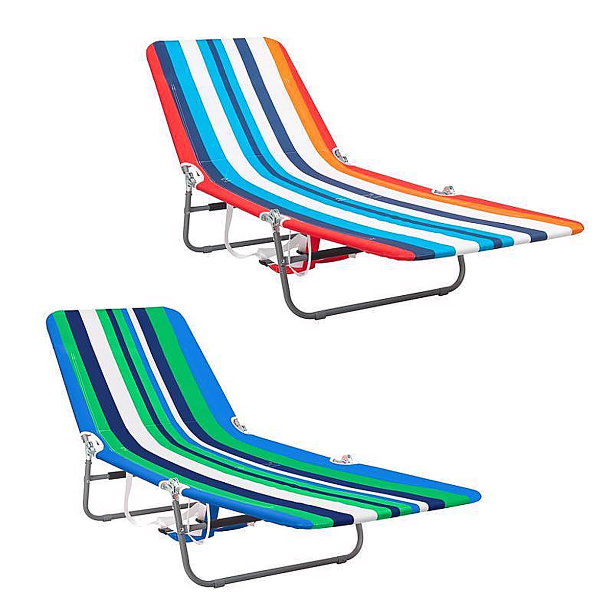 Rio Brands - BPL-2520ABPK4 - Silver Steel Frame Foldable Chaise Lounge Multicolored
