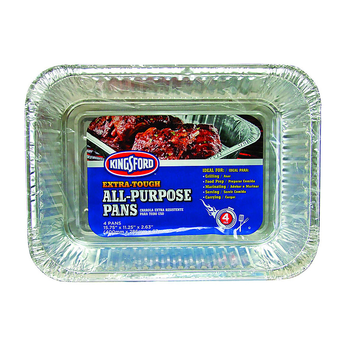 Kingsford BBP0489TB Aluminum Grilling Pan 15.75 in. L X 11.25 in. W 4 pk