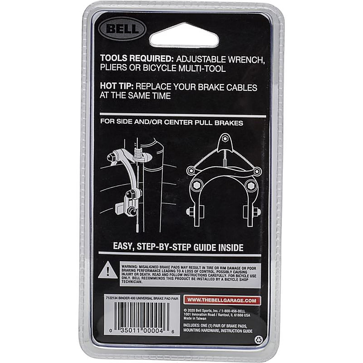Bell Sports 7122134 Binder 400 Synthetic Compounds Bike Brake Pads Black