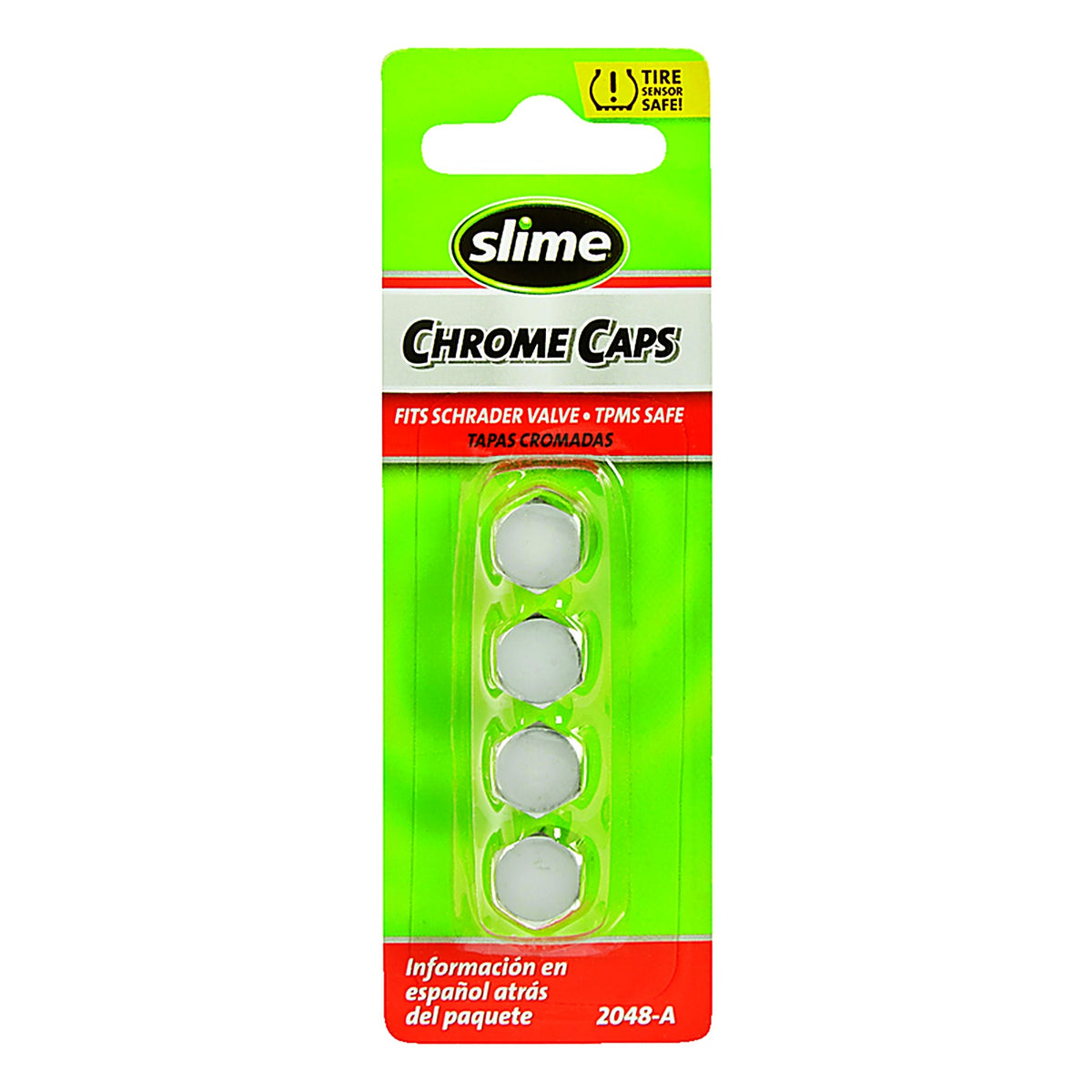 Slime 2048-A Chrome Tire Valve Caps Silver