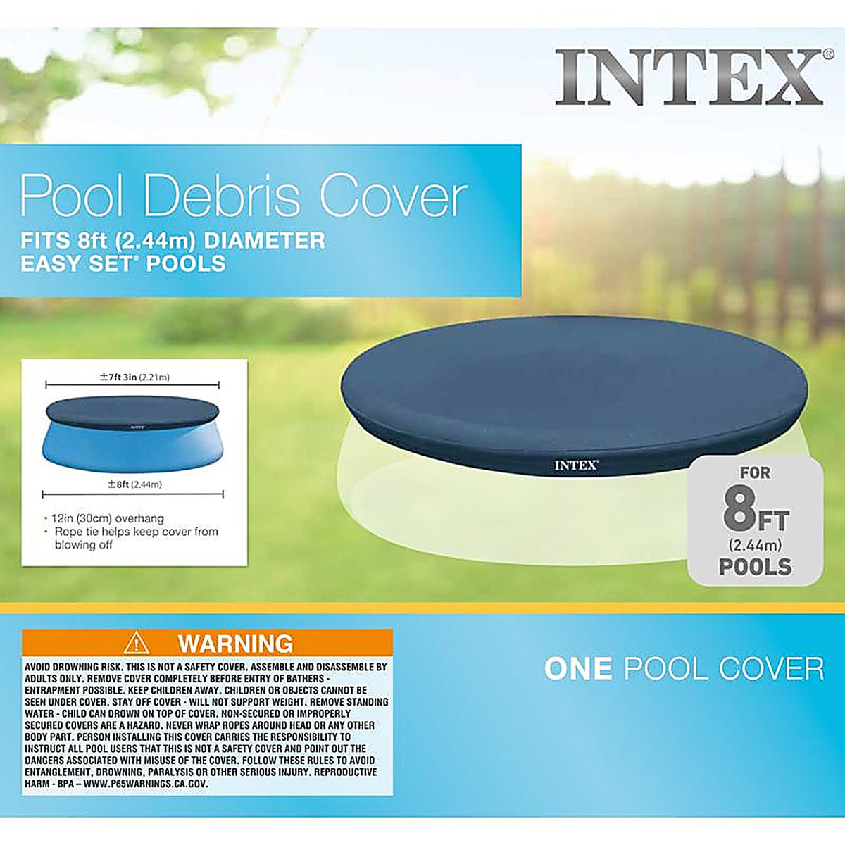 Intex 28020E Easy Set Pool Cover 3 in. H x 96 in. W x 9.625 in. L