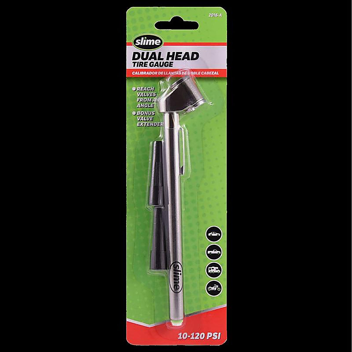 Slime 2016-A Dual Head 10 psi 120 psi Pencil Tire Pressure Gauge
