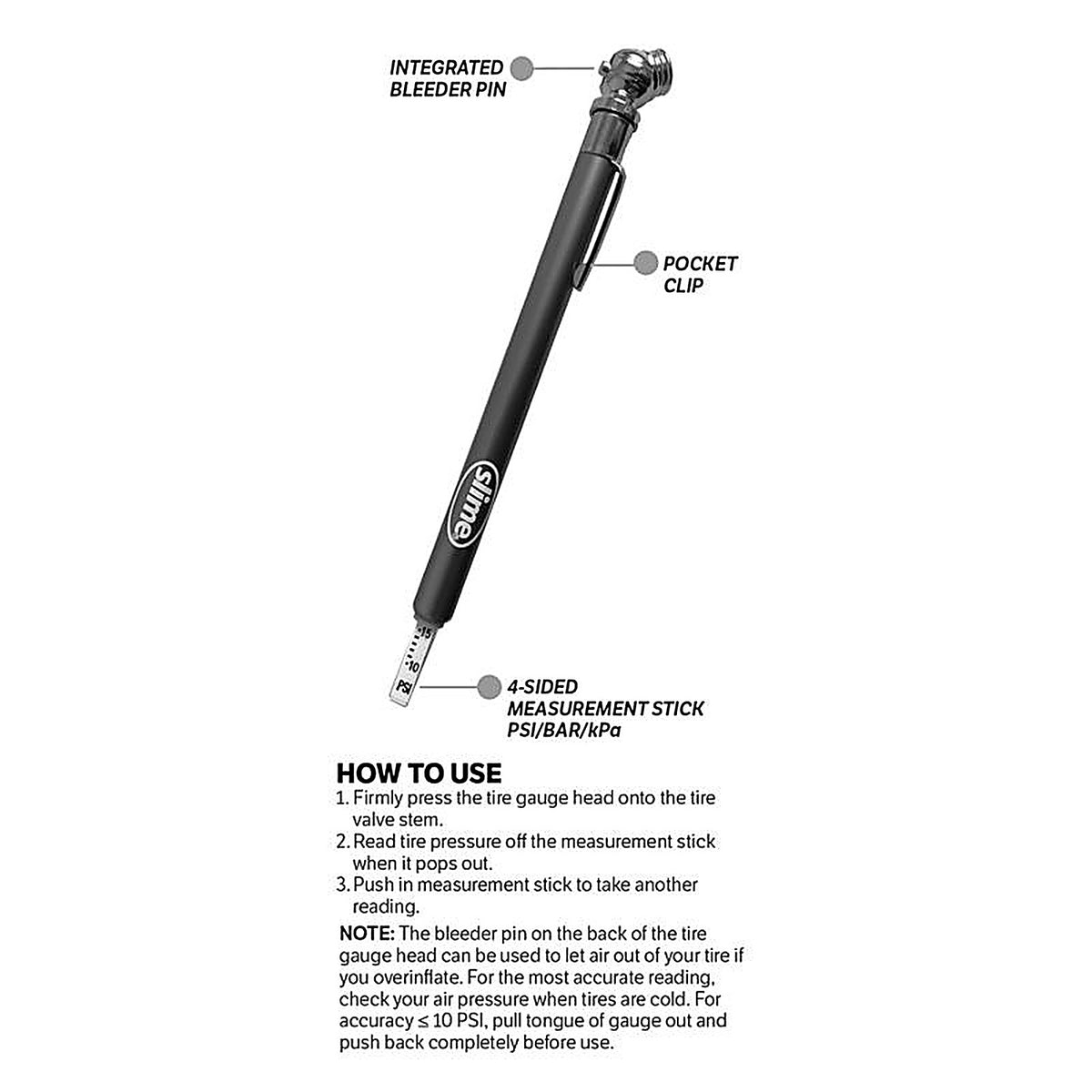 Slime 1023-AT 50 psi Pencil Tire Pressure Gauge
