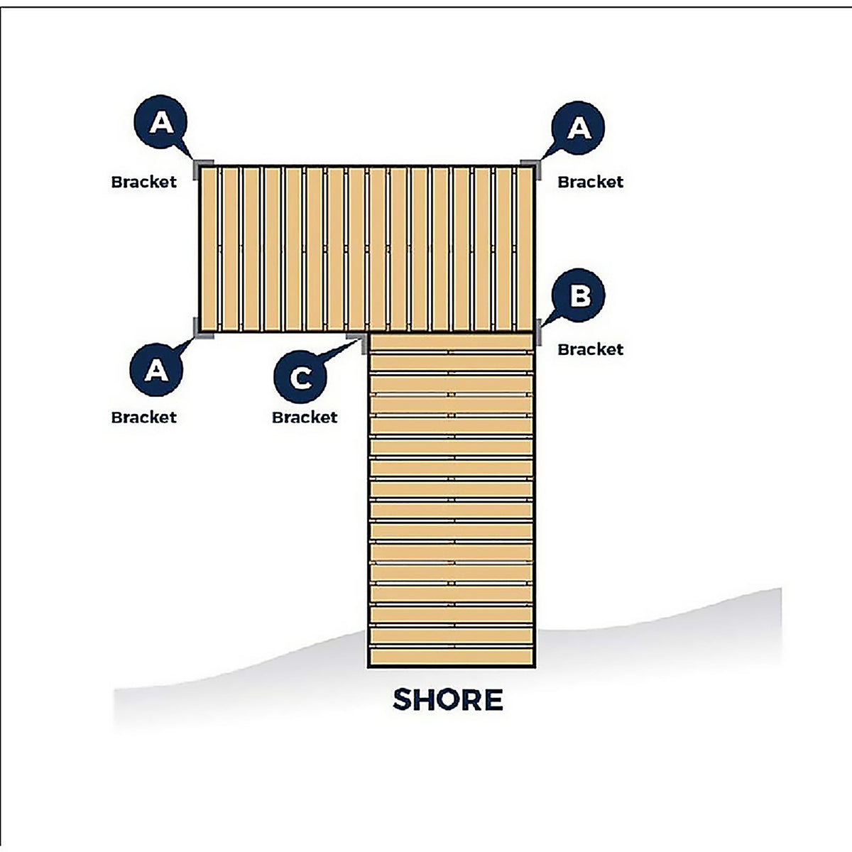 Tommy Docks - A-50001 - Gray Steel Straight Bracket