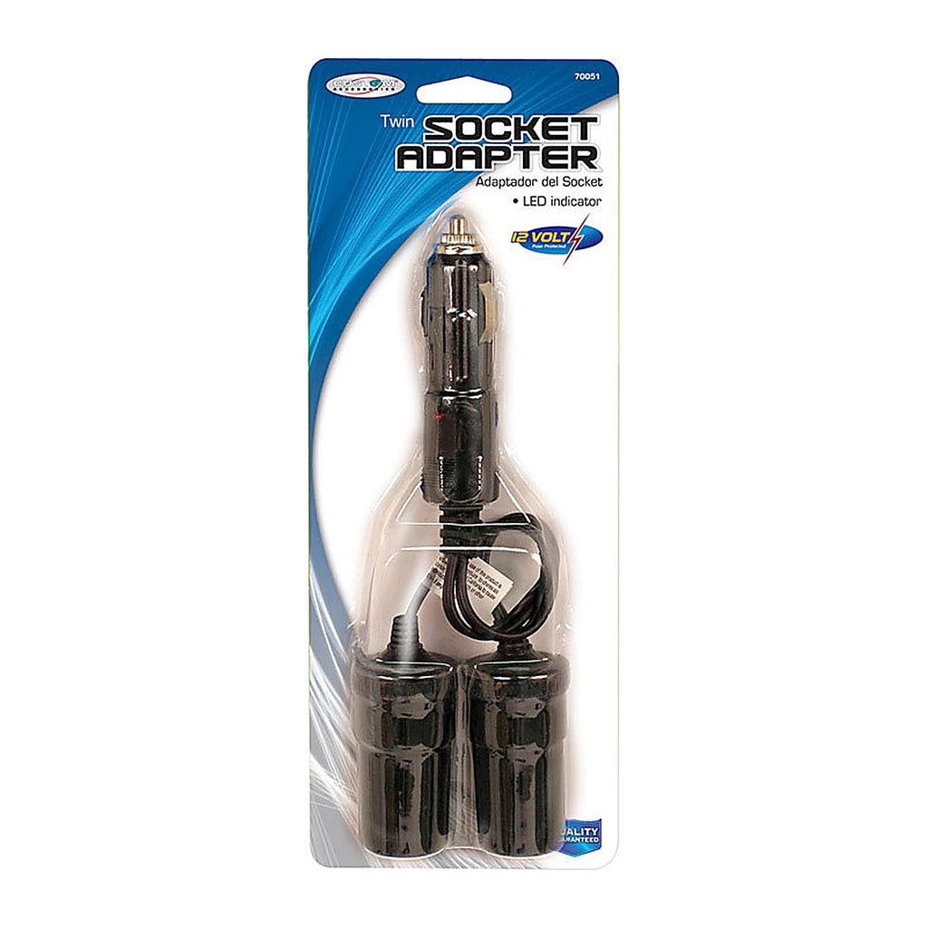 Custom Accessories 70051 12 volt Black Twin Plug Lighter Socket 1/Pack