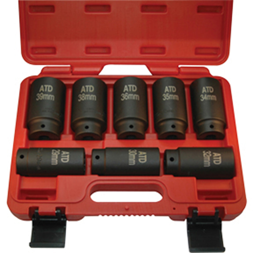 ATD 8628 8 Pc. 12 Point Axle/Spindle Nut Socket Set