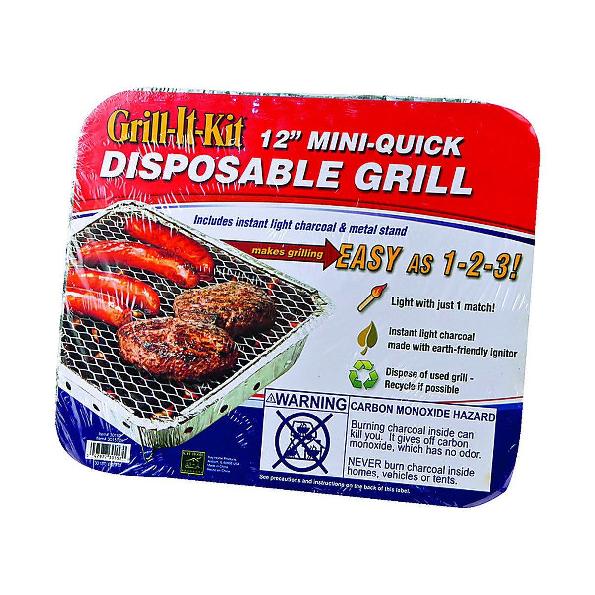 Marsh Allen - 30157 - 12 In. Grill-It-Kit Charcoal Disposable Grill Silver