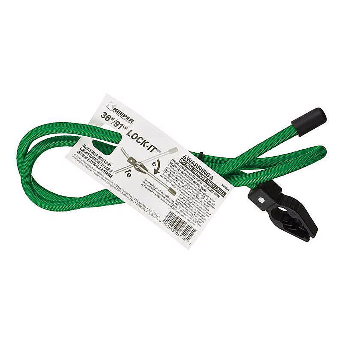 Keeper 6516 Lock-It Green Adjustable Bungee Cord 36 in. L x 0.5 in. 1/Pack