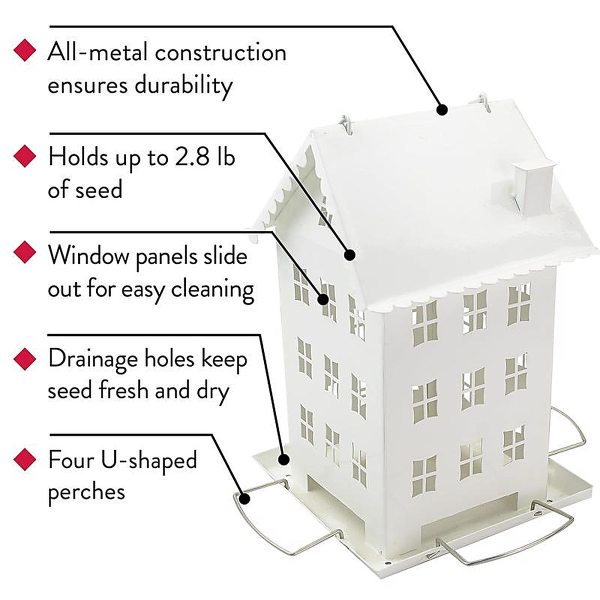 Perky-Pet WFH001 Wild Bird 2.8 lb. Metal Bird Feeder 4 ports