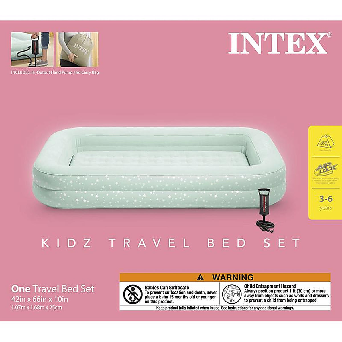 Intex 66810EP Kidz Travel Air Mattress Twin Pump Included