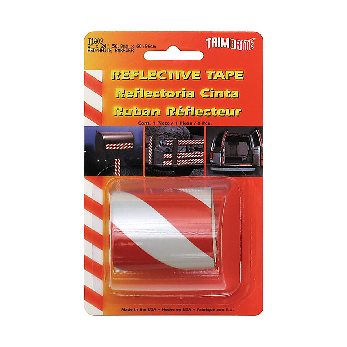Trim Brite - T1809 - 2 In. W X 24 In. L Red/White Reflective Tape 1 Pack