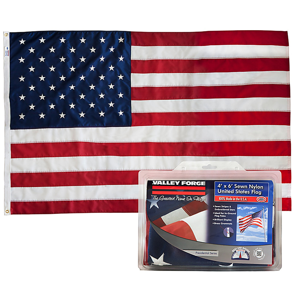 Valley Forge US4PN American Flag 48 in. H X 72 in. W