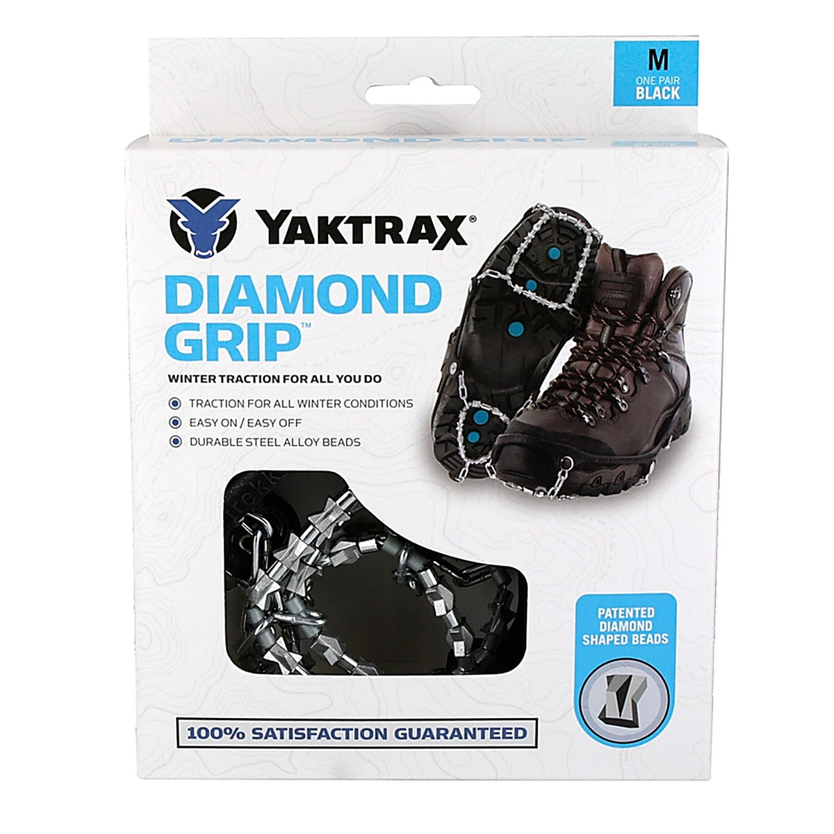 Yaktrax - 08531 - Diamond Grip Unisex Rubber/Steel Snow and Ice Traction Black W 7.5-10/M 6.5-9 Waterproof 1 P
