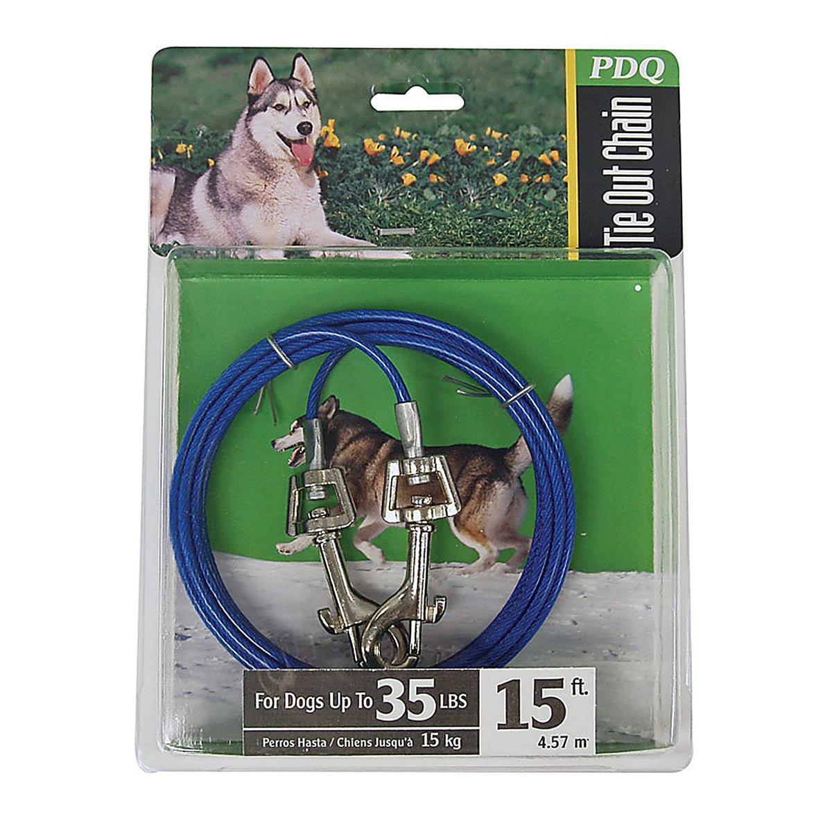 Boss Pet Q231500099 PDQ Blue / Silver Tie-Out Vinyl Coated Cable Dog Tie Out Medium