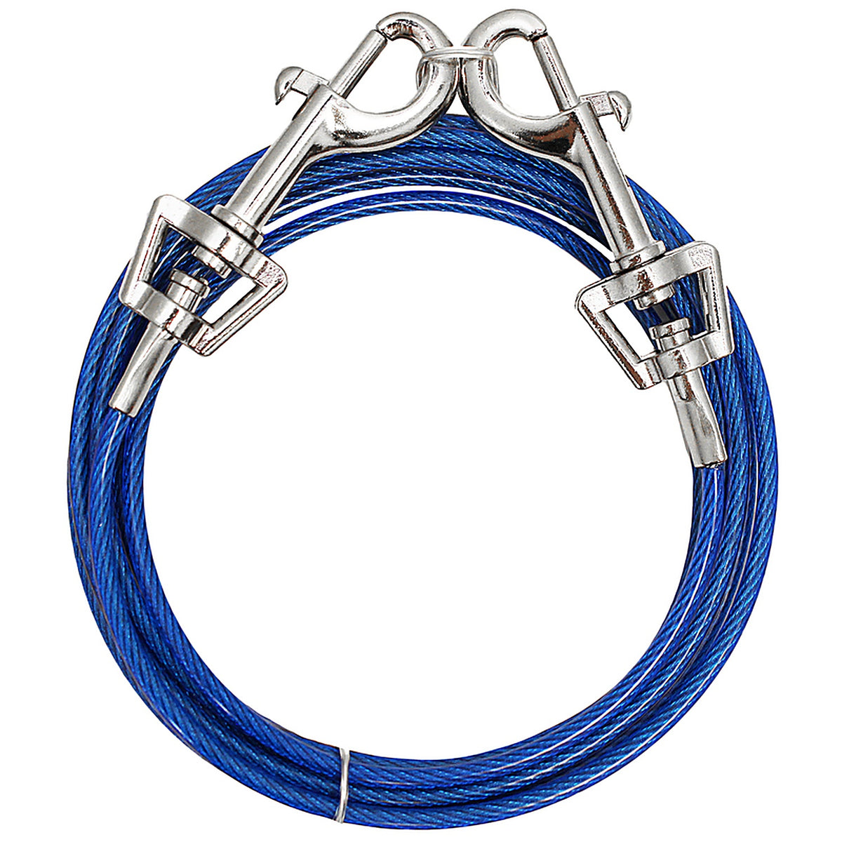 Boss Pet Q231500099 PDQ Blue / Silver Tie-Out Vinyl Coated Cable Dog Tie Out Medium