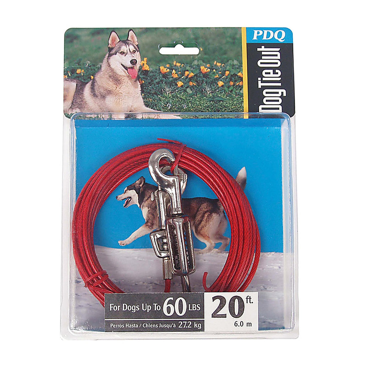 Boss Pet Q3520SPG99 PDQ Red Vinyl Coated Cable Dog Tie Out Large