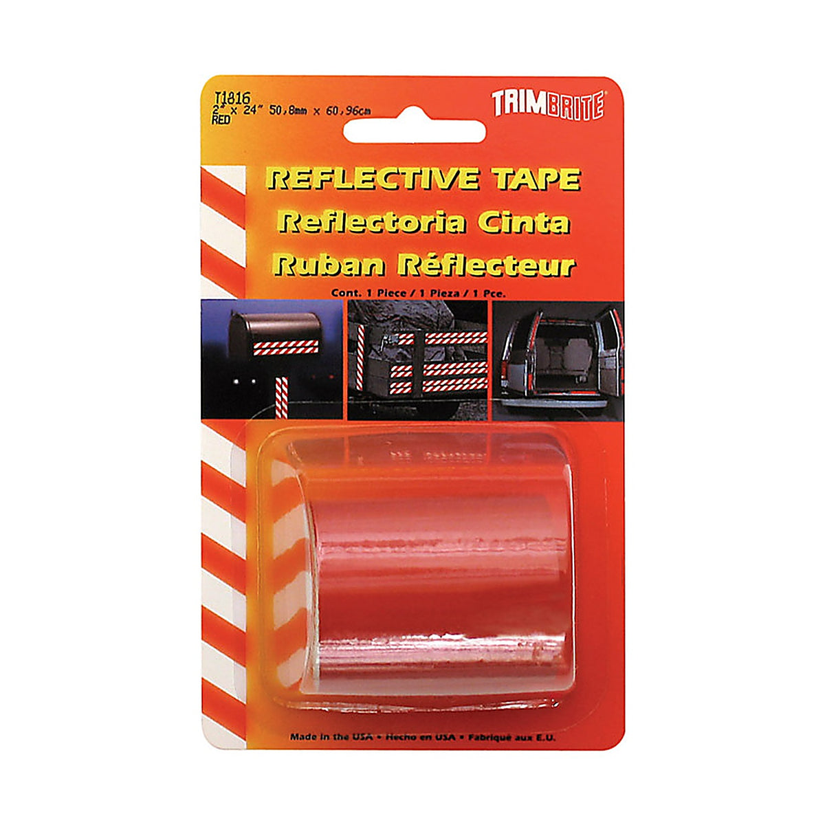 Trim Brite - T1816 - 2 In. W X 24 In. L Red Reflective Tape 1 Pack