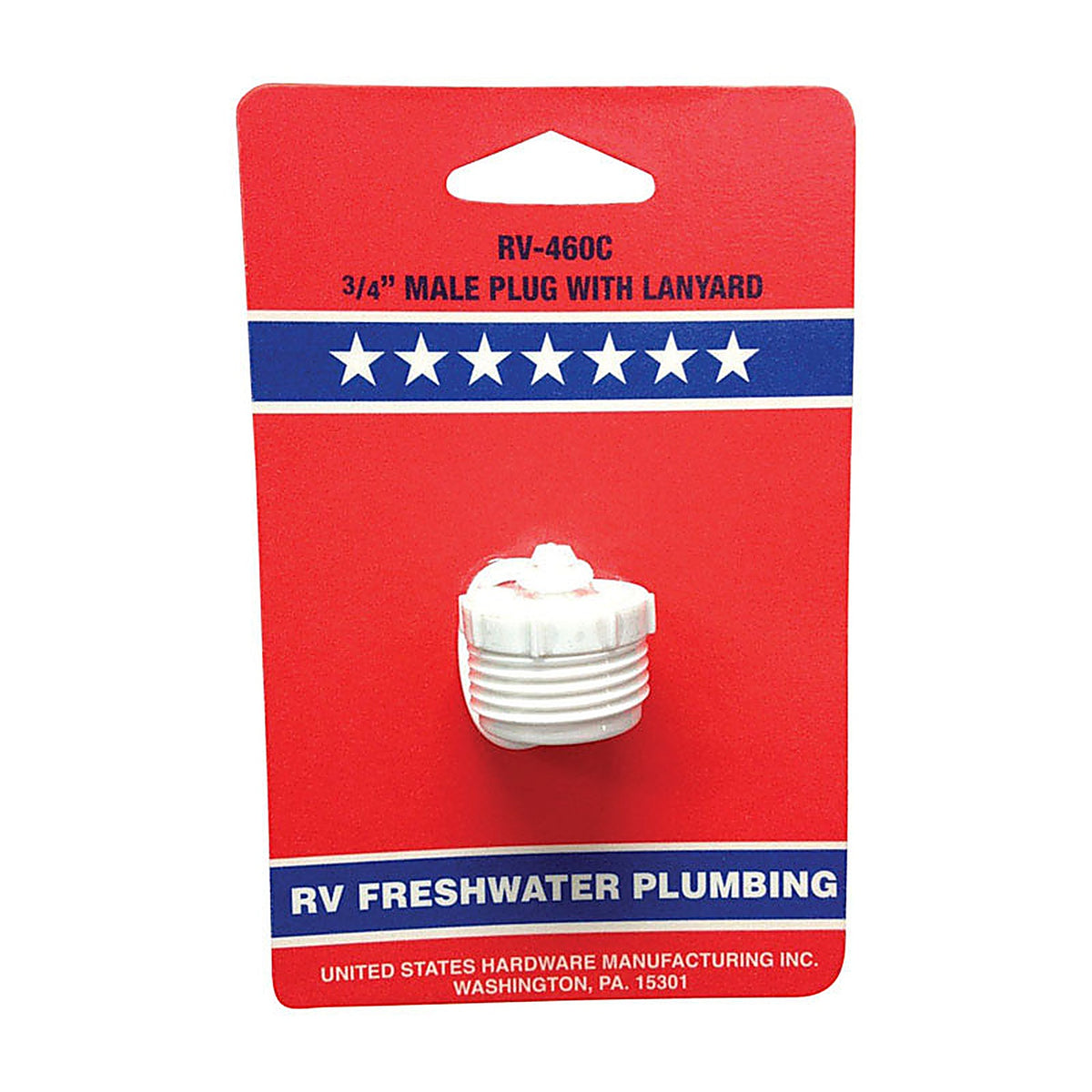 US Hardware RV-460C Male Hose Plug With Lanyard 1/Pack
