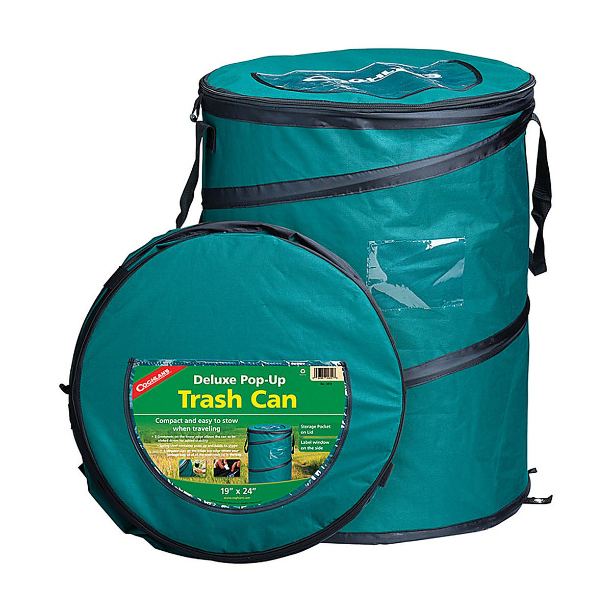 Coghlans 1819 Deluxe Pop-Up Green Trash Can 24in. H x 19in. W x 19.000in. L