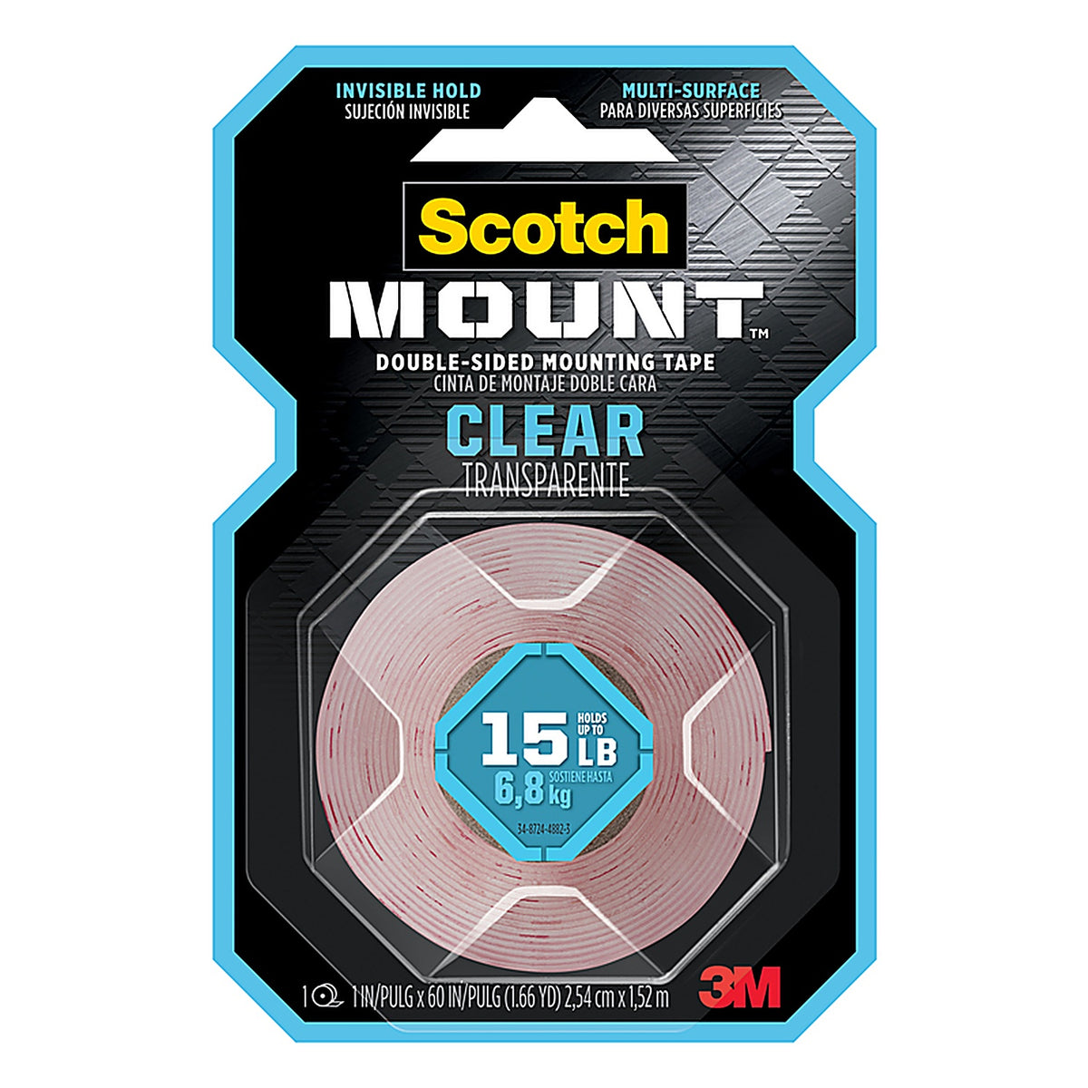 3M 410H Scotch-Mount Double Sided 1 in. W x 60 in. L Mounting Tape Clear