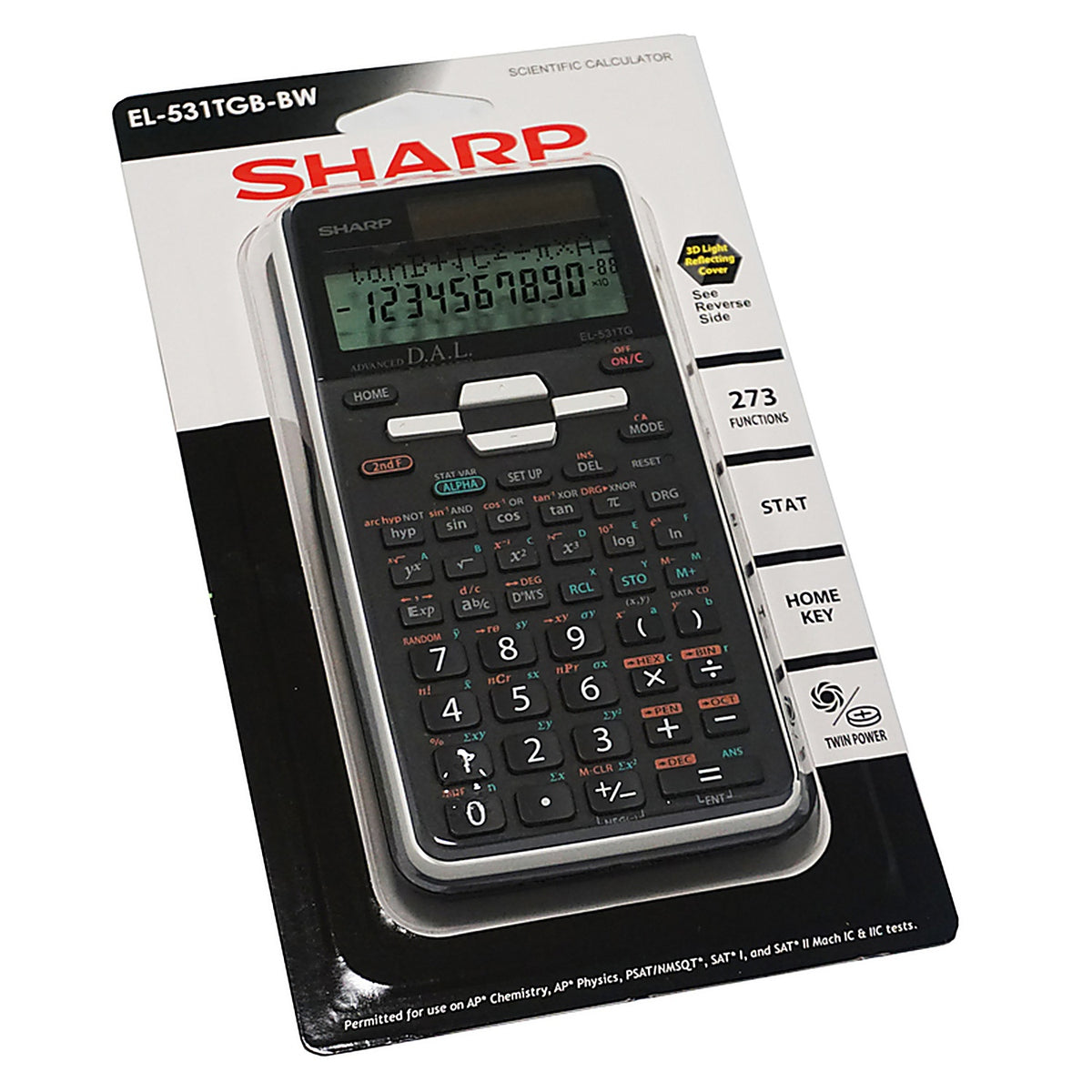 Sharp - EL531TGBBW - Black 12 Digit Scientific Calculator