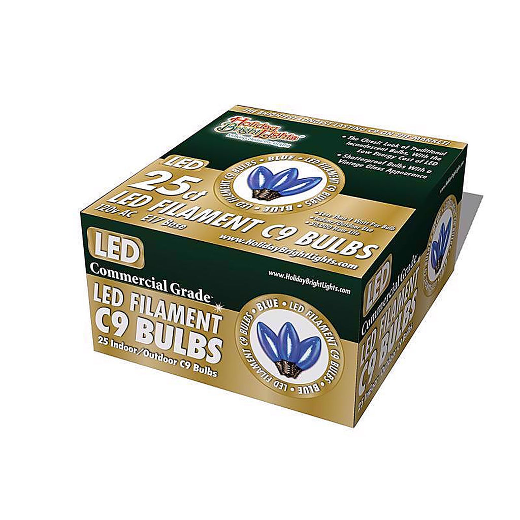 Holiday Bright Lights BU25FLDSC9-TBLA LED C9 Blue Replacement Christmas Light Bulbs