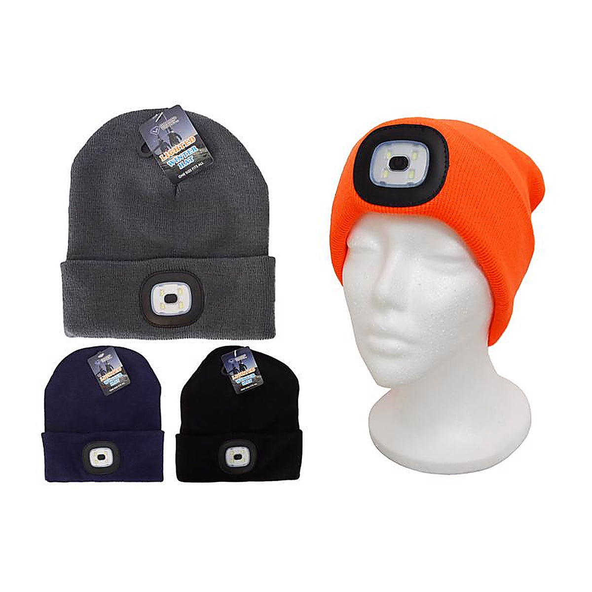 Diamond Visions 05-2166 Beanie Lighted Winter Hat Assorted Colors One Size Fits All