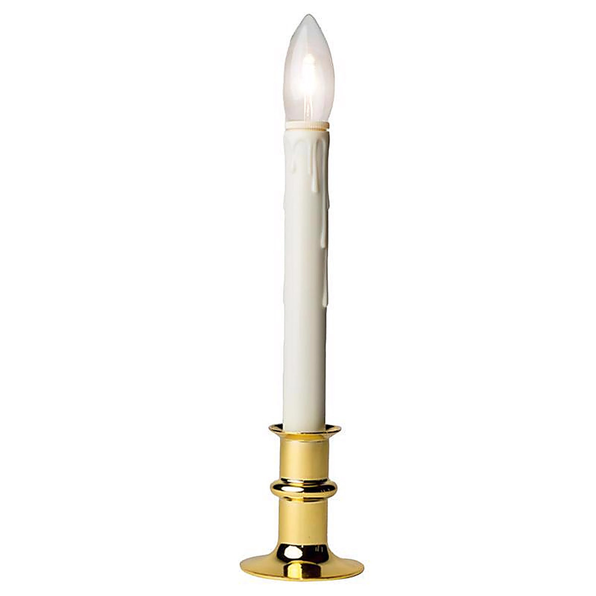 Celestial Lights - P-1524-BI - Brass/White No Scent Scent LED Battery Operated Taper Candle
