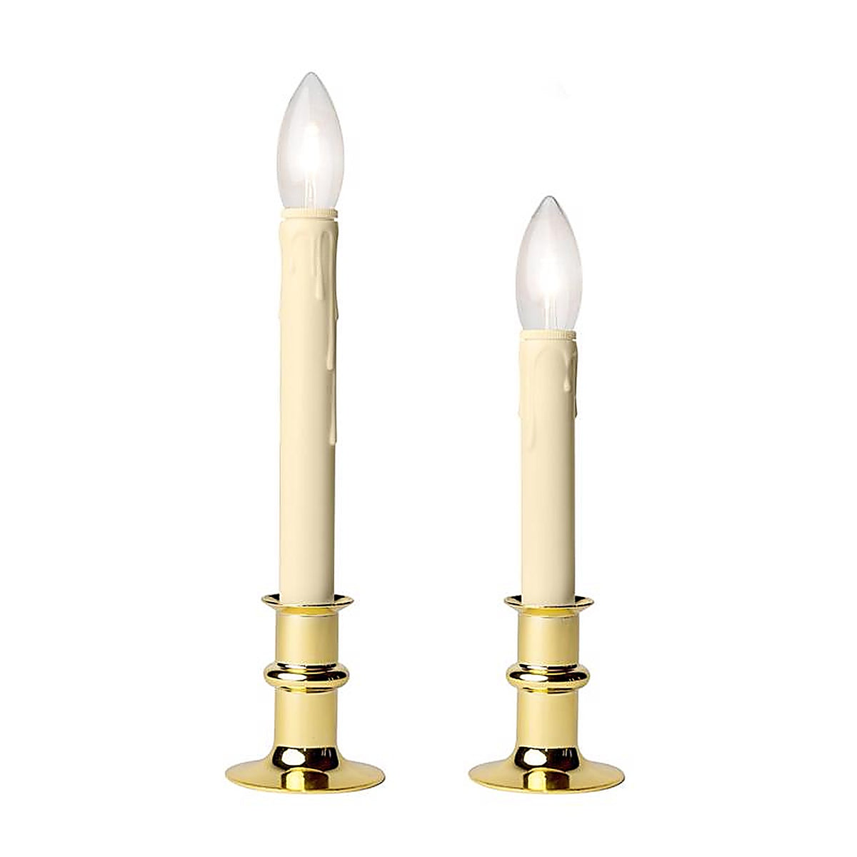 Celestial Lights - P-1524-BI - Brass/White No Scent Scent LED Battery Operated Taper Candle