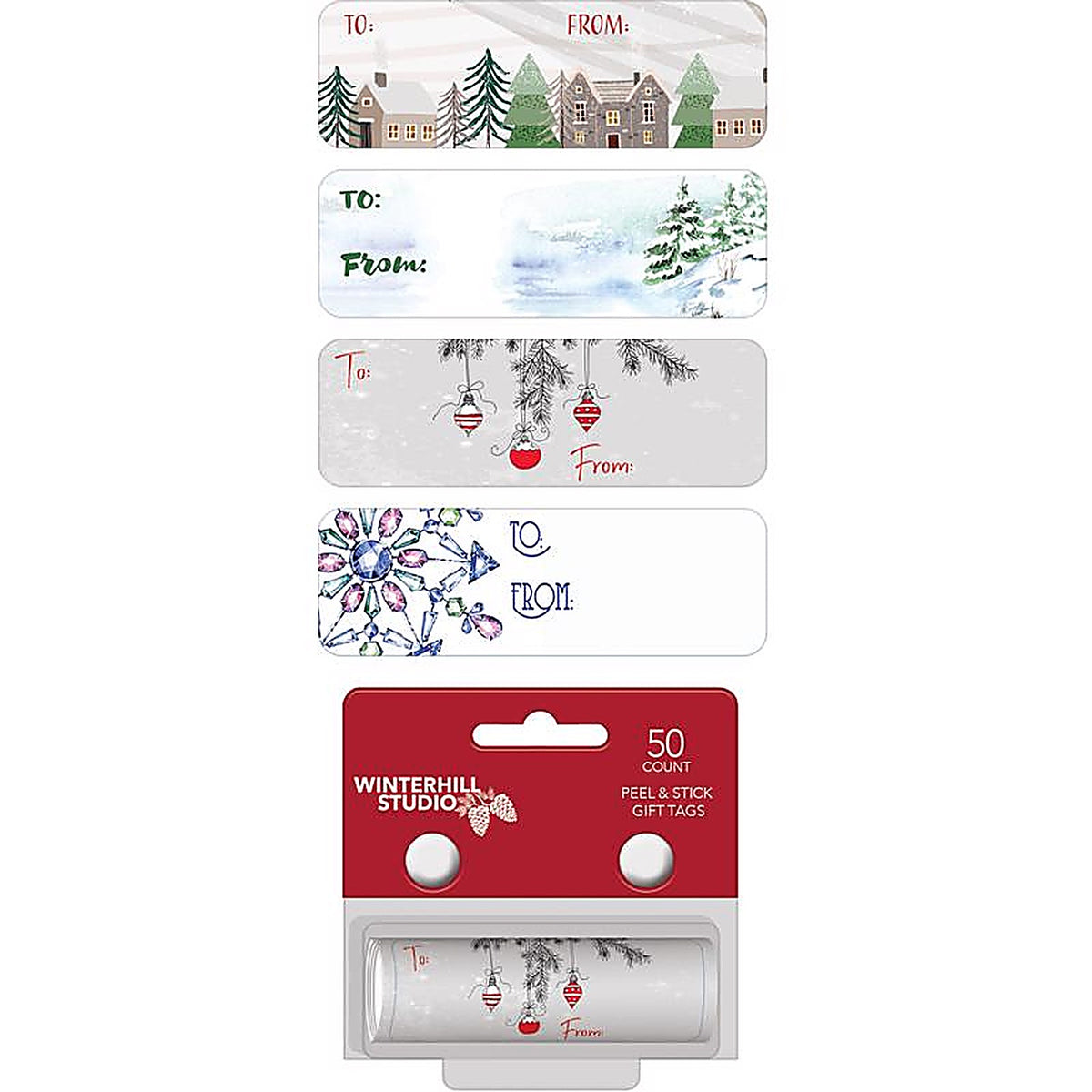 Paper Images CTGR50CS-7 Assorted Peel N Stick Holiday Gift Tags