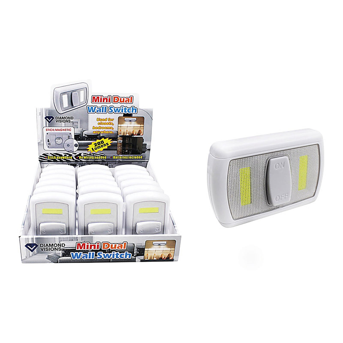 Diamond Visions 08-2081 Manual Battery Powered Mini COB LED Night Light w/Switch