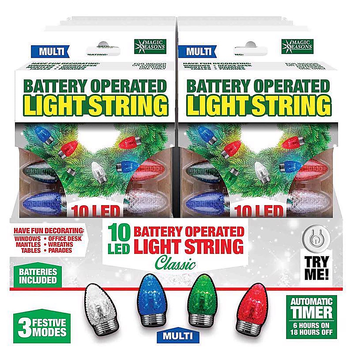 Shawshank LEDz 702502 Magic Seasons LED Multi-color 10 count String Christmas Lights 7.5 ft.