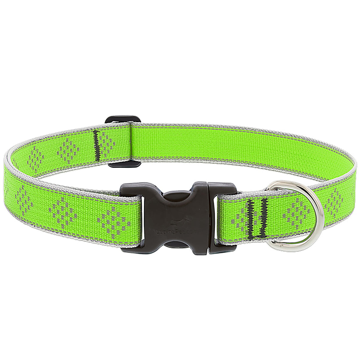 LupinePet - 48152 - Reflective Green Diamond Nylon Dog Adjustable Collar