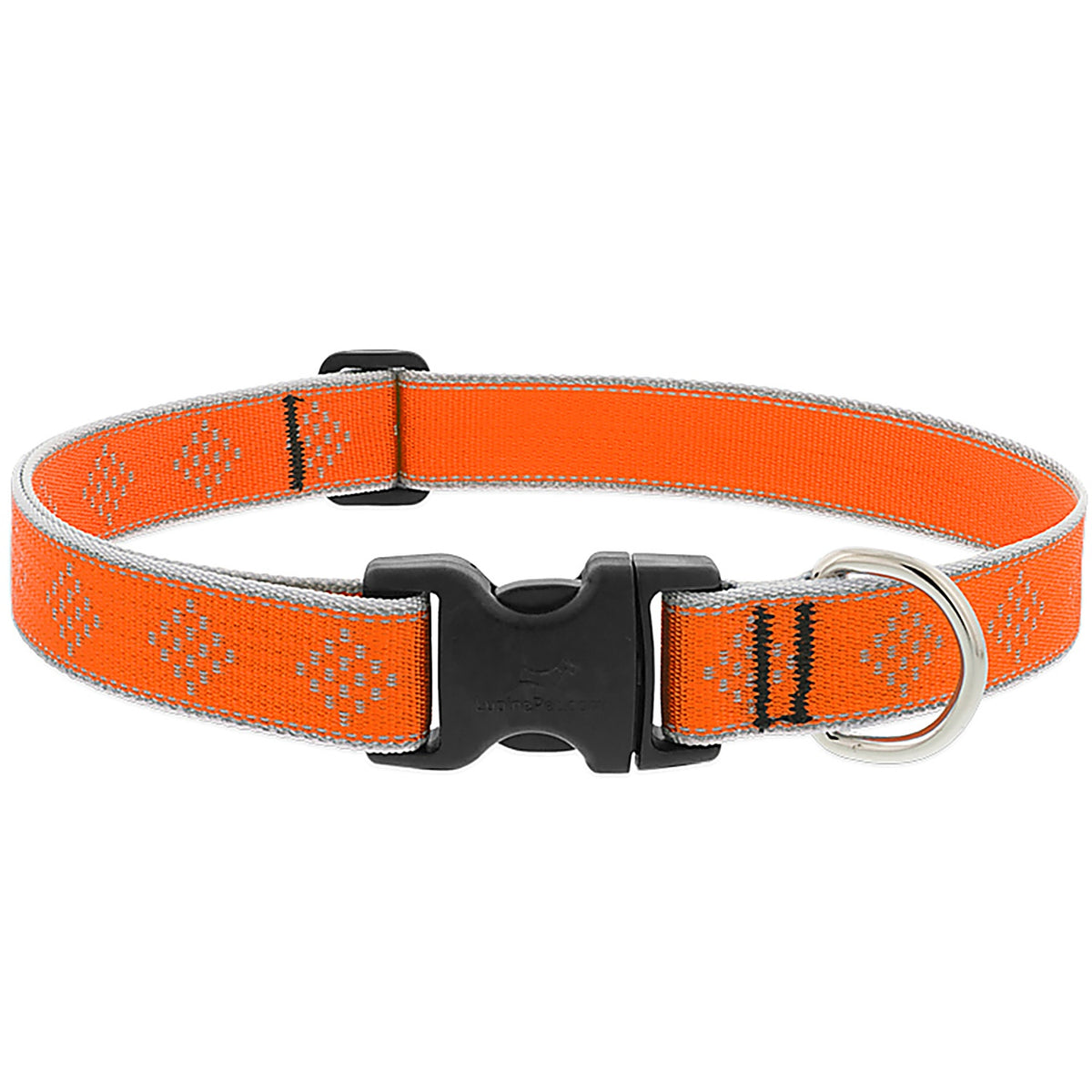 LupinePet - 48353 - Reflective Orange Diamond Nylon Dog Adjustable Collar